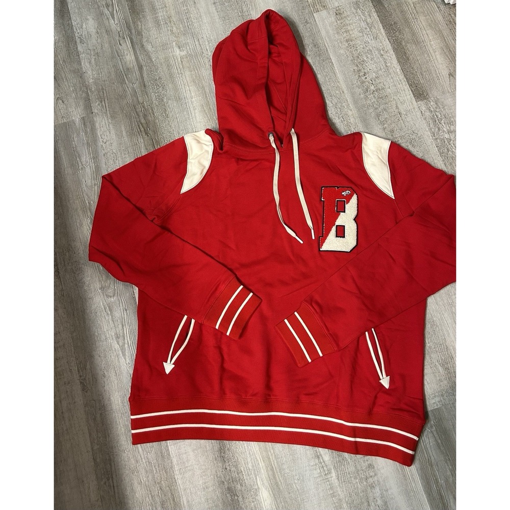 Bound by Soul Varsity Shooter Men's Red Size L Letterman Hoodie Sweatshirt NWOT